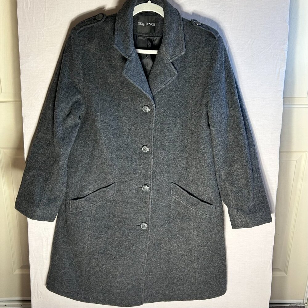 Vintage Sequence Wool Blend Pea coat in Grey, Women's Size 12, Made in R…